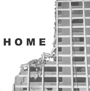 HOME (picture of demolition of high-rise)